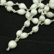 Vaijayanti mala - blanc - avec argent 108 + 1